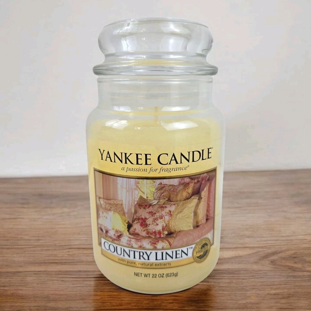 Yankee Candle Retired "COUNTRY LINEN" Large 22 oz 110-150 Hours RARE HTF NEW